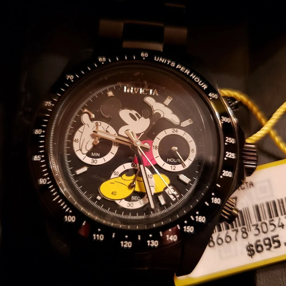 Invicta Disney Mickey Mouse Watch‎ Men's Black Stainless Steel